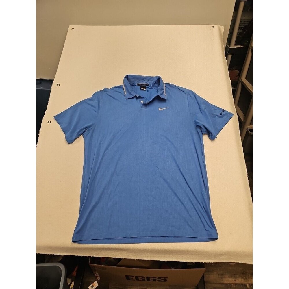 Nike Tiger Woods Collection Mens Blue Dri-FIT Golf Polo Shirt‎ Size Large L